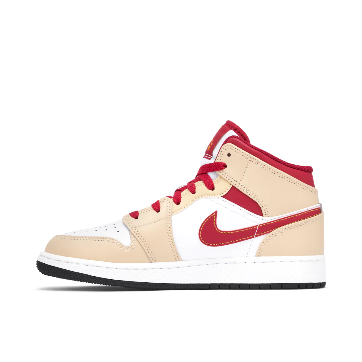 Nike Air Jordan 1 Mid Light Curry Cardinal Red (GS)