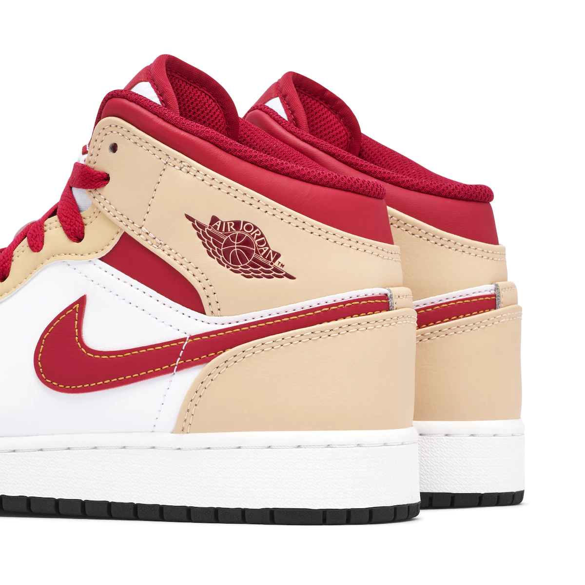 Nike Air Jordan 1 Mid Light Curry Cardinal Red (GS)