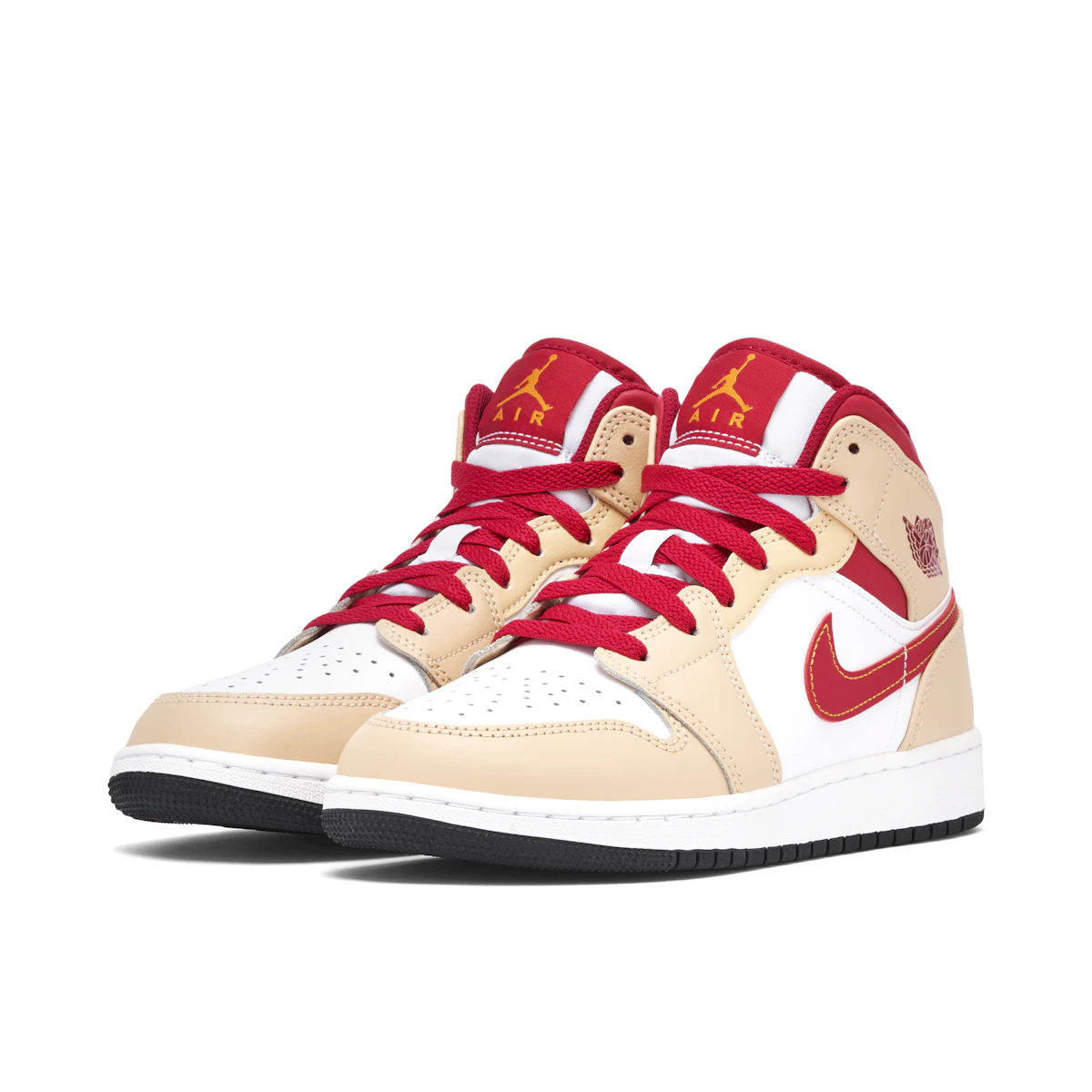 Nike Air Jordan 1 Mid Light Curry Cardinal Red (GS)