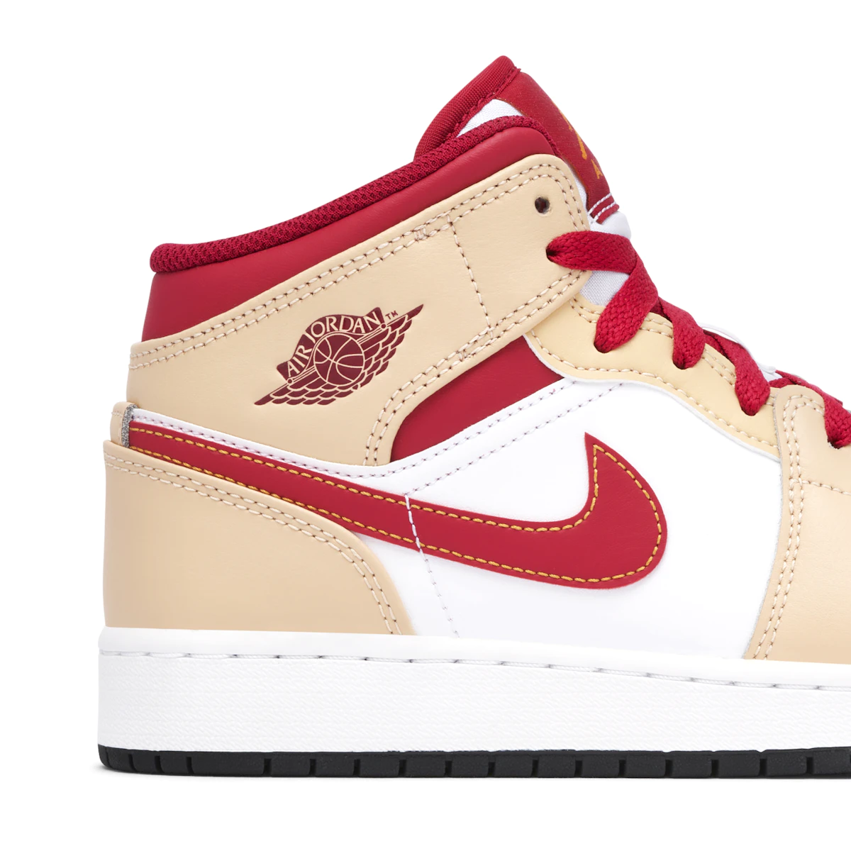 Nike Air Jordan 1 Mid Light Curry Cardinal Red (GS)