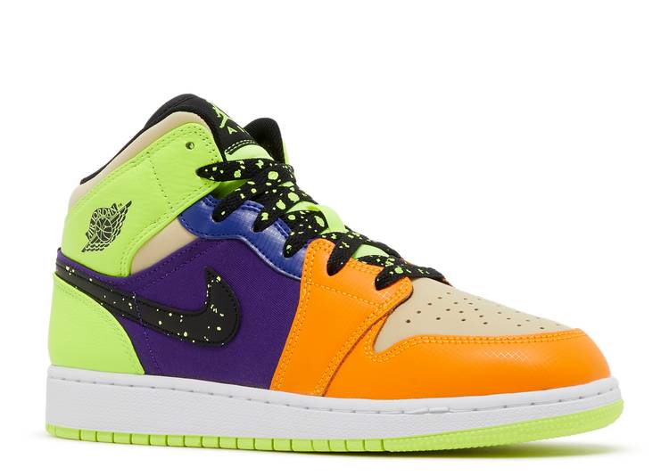 Nike Air Jordan 1 Mid SE Volt Vivid Orange (GS)