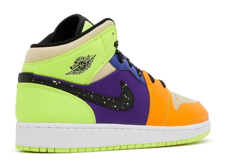 Nike Air Jordan 1 Mid SE Volt Vivid Orange (GS)